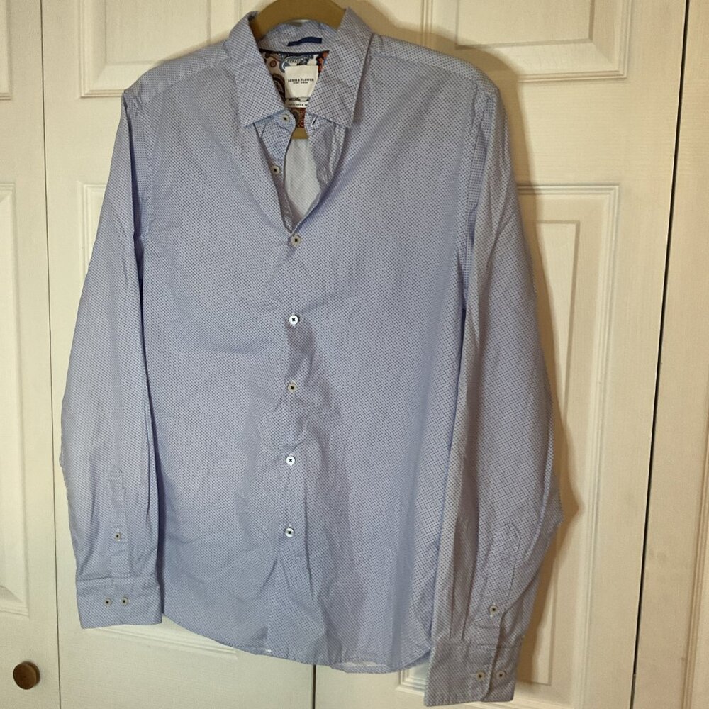 Mens Denim & Flower Ricky Singh Light Blue Button Down Shirt Medium